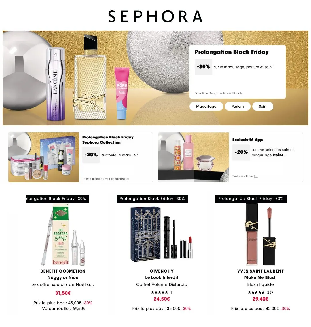 Sephora Prolongation Black Friday! du 2 décembre au 3 décembre 2024 - Catalogue page 