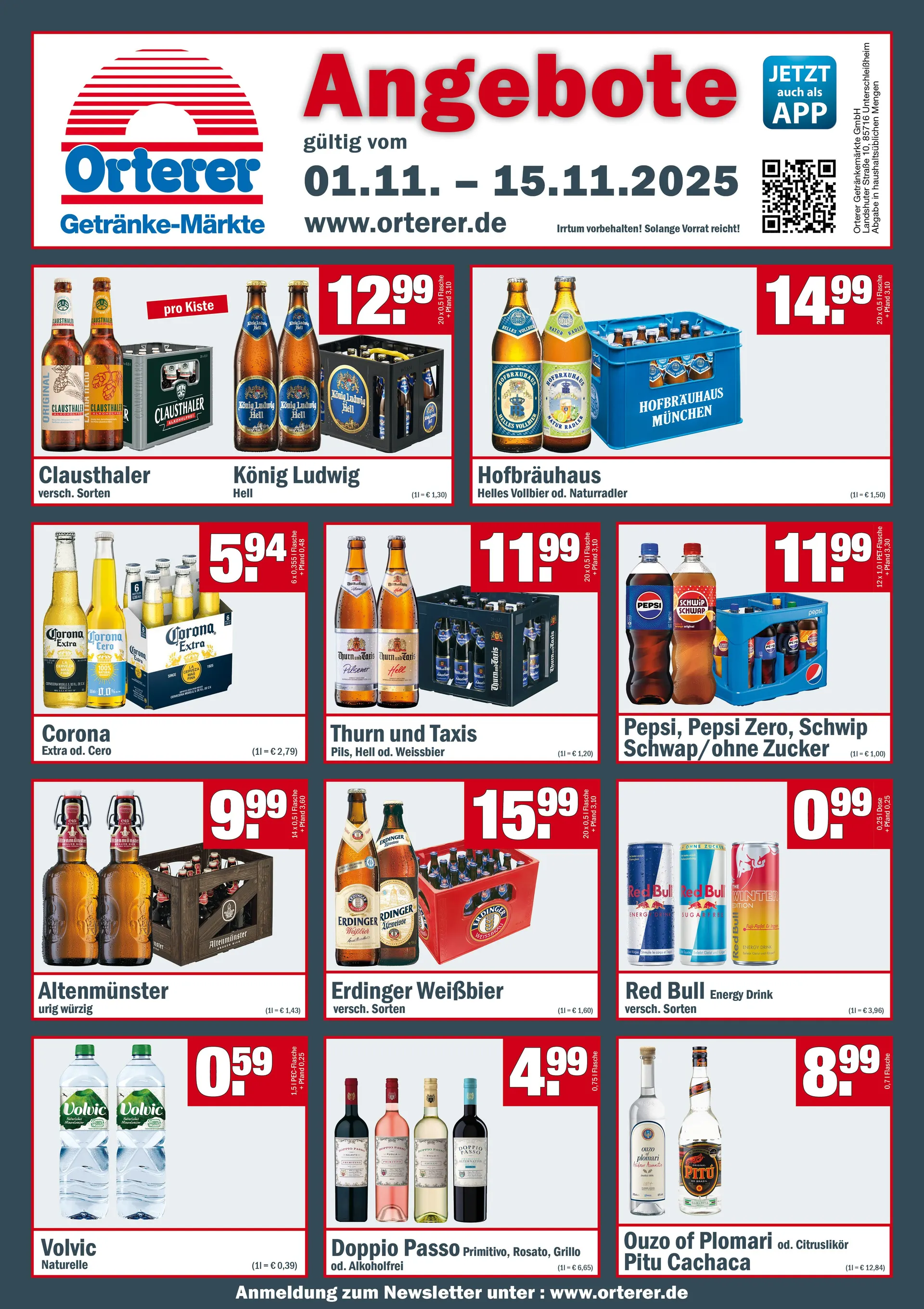 Orterer Getränkemarkt Sales von 1. November bis 15. November 2025 - Prospekt seite 1