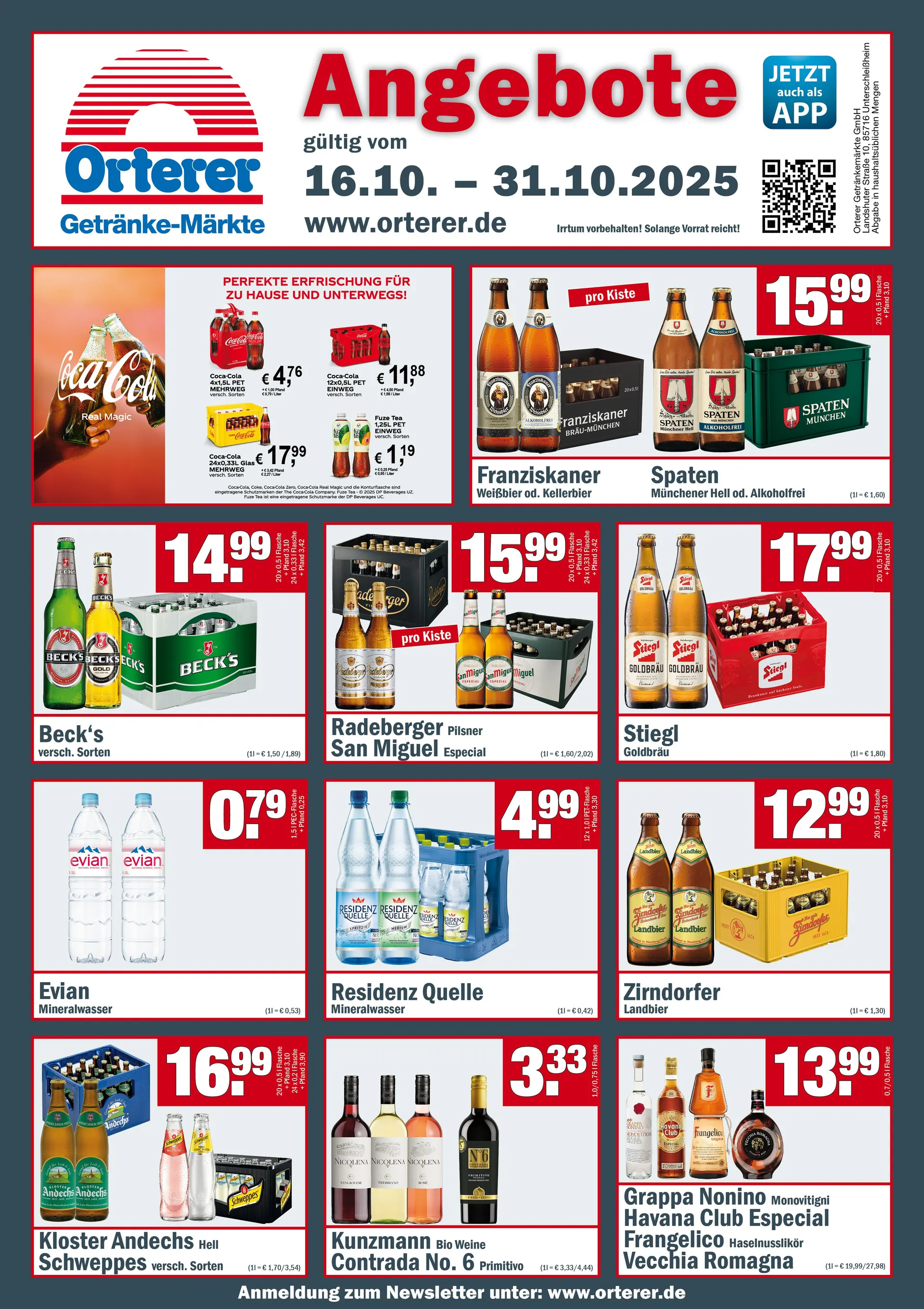 Orterer Getränkemarkt Prospekte von 16. Oktober bis 31. Oktober 2025 - Prospekt seite 