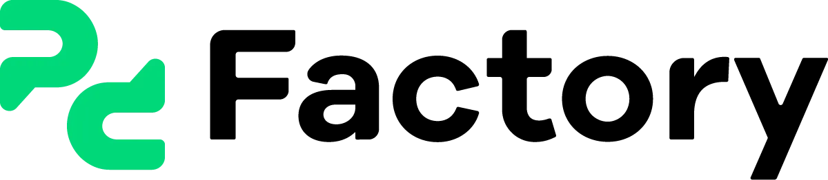 PC Factory logo de catálogo