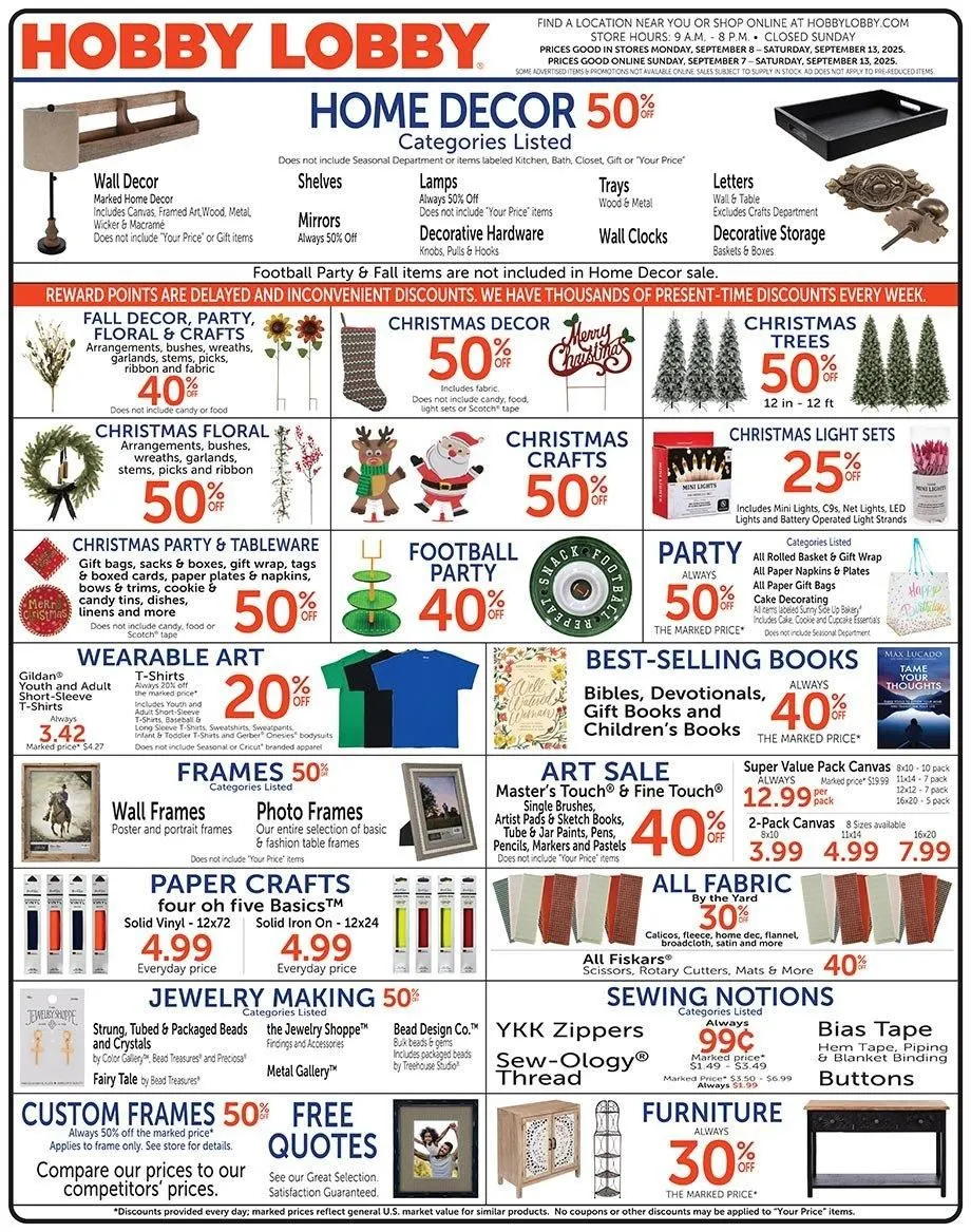 Weekly ad Hobby Lobby Sales from September 8 to September 13 2025 - Page 1