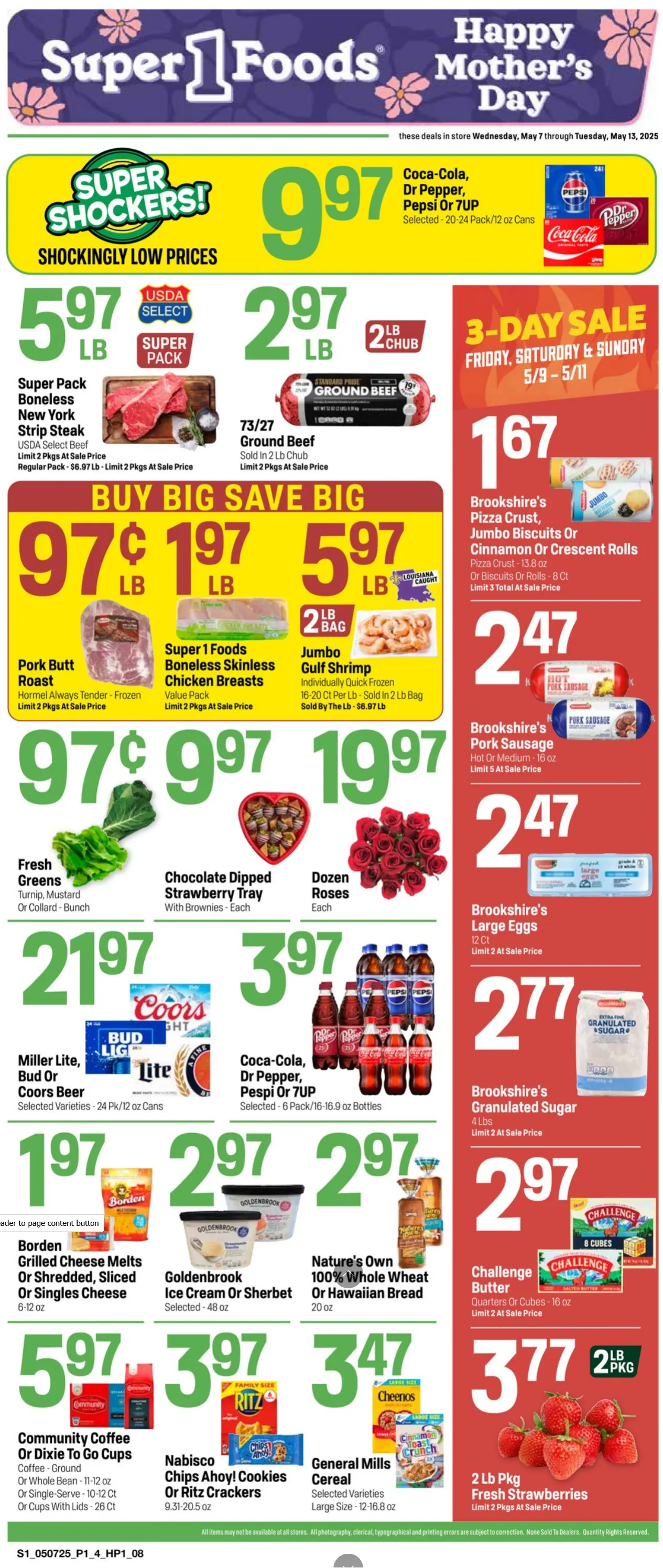 Weekly ad Super 1 Foods Sales from May 7 to May 13 2025 - Page 1