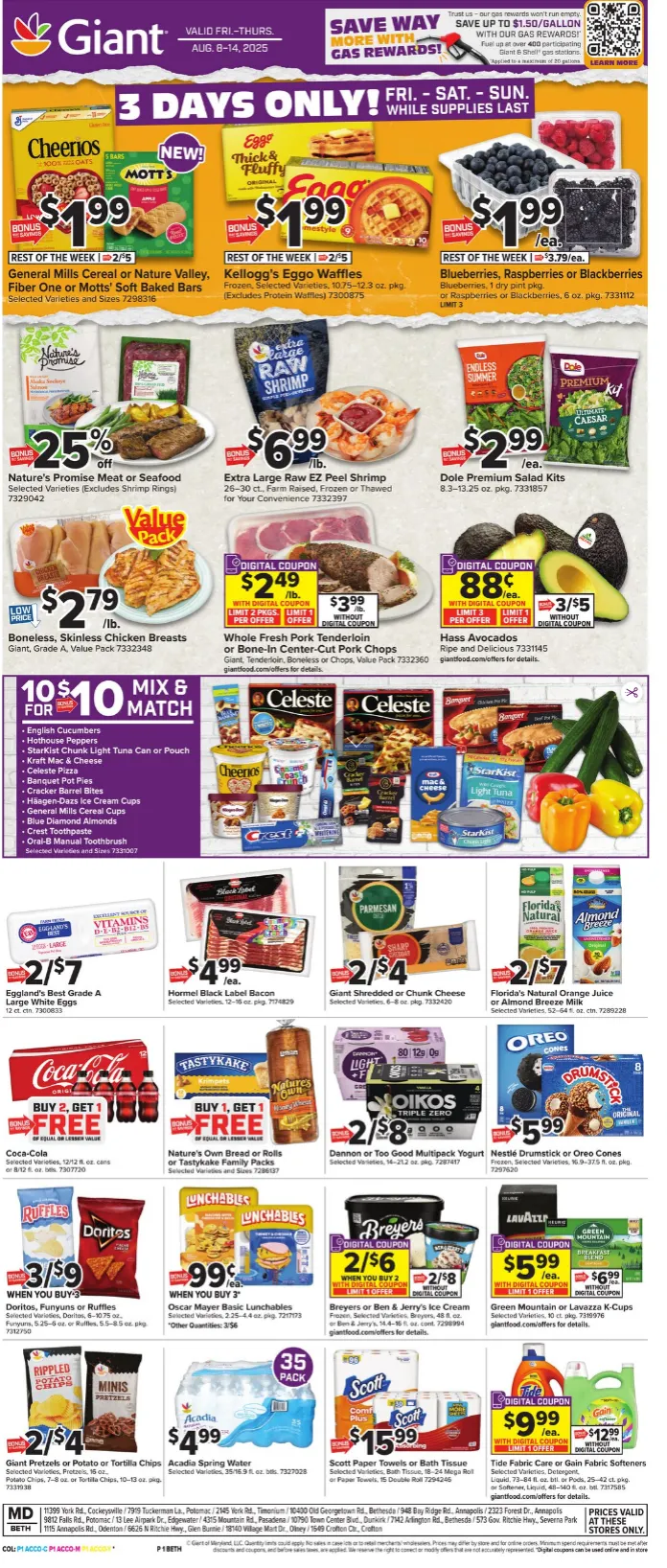 Weekly ad Giant Food Sales from August 8 to August 14 2025 - Page 1