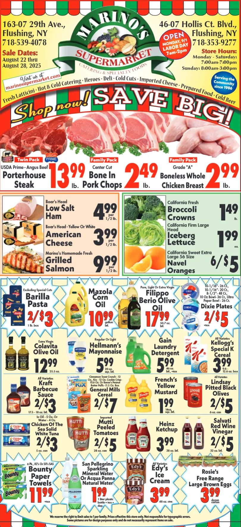 Weekly ad Marino's Supermarket Sales from August 21 to August 30 2025 - Page