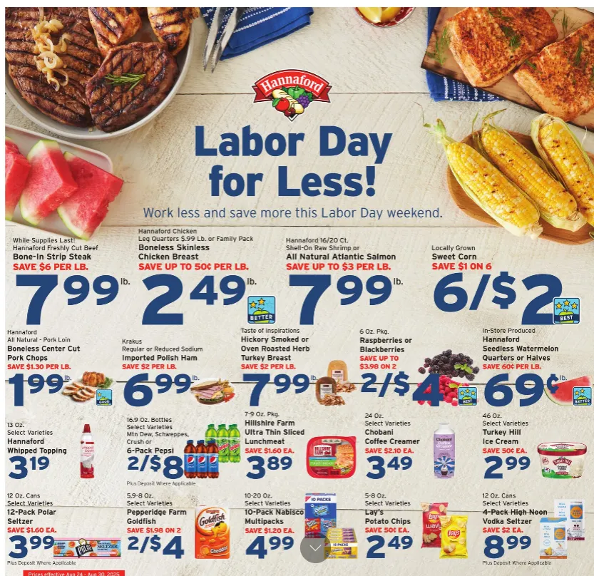 Weekly ad Hannaford Sales from August 24 to August 30 2025 - Page