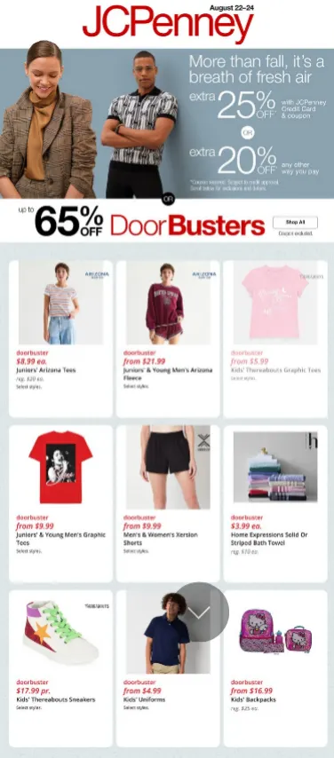 Weekly ad JCPenney Sales from August 22 to August 24 2025 - Page 1