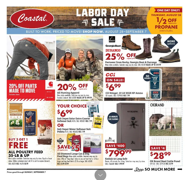 Weekly ad Coastal Farm & Ranch Sales from August 28 to September 7 2025 - Page 1