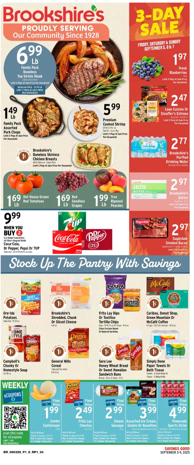 Weekly ad Brookshires Sales from September 3 to September 9 2025 - Page 1