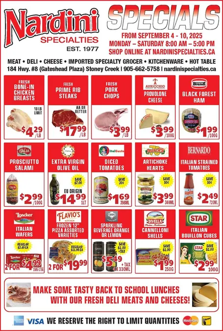 Nardini Specialties Sales from September 1 to September 10 2025 - flyer page