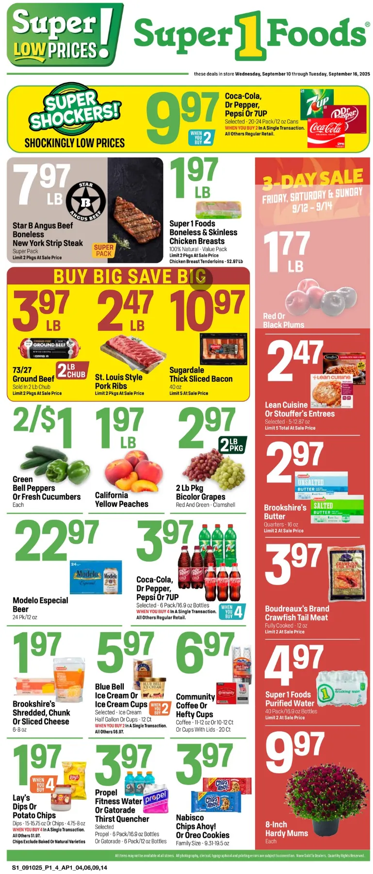 Weekly ad Super 1 Foods Sales from September 10 to September 16 2025 - Page 1