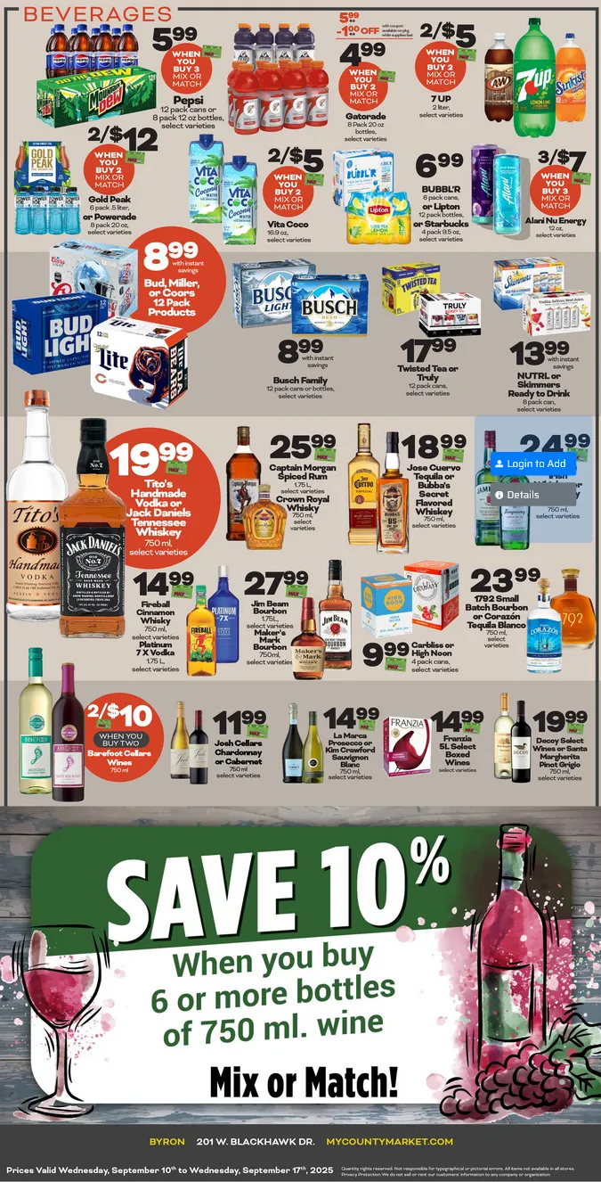 Weekly promotion County Market Sales spanning from September 10 to September 17 2025 - Page 4 for Catalogue 365