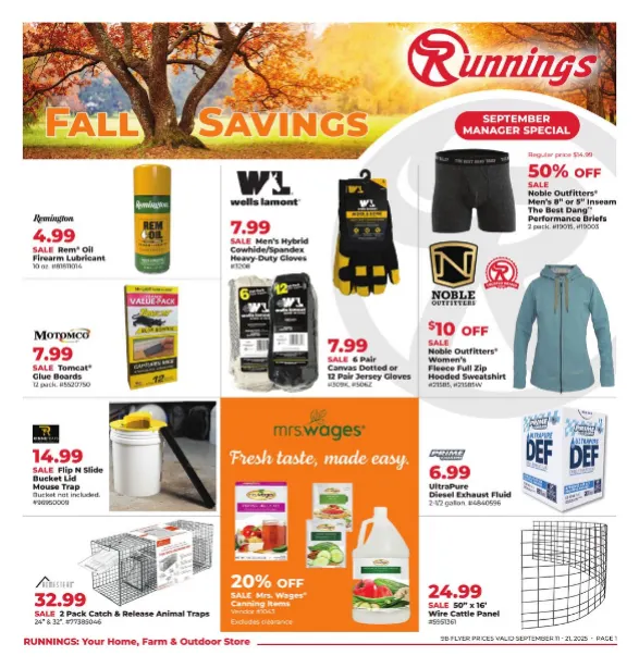 Weekly ad Runnings Sales from September 11 to September 21 2025 - Page 1