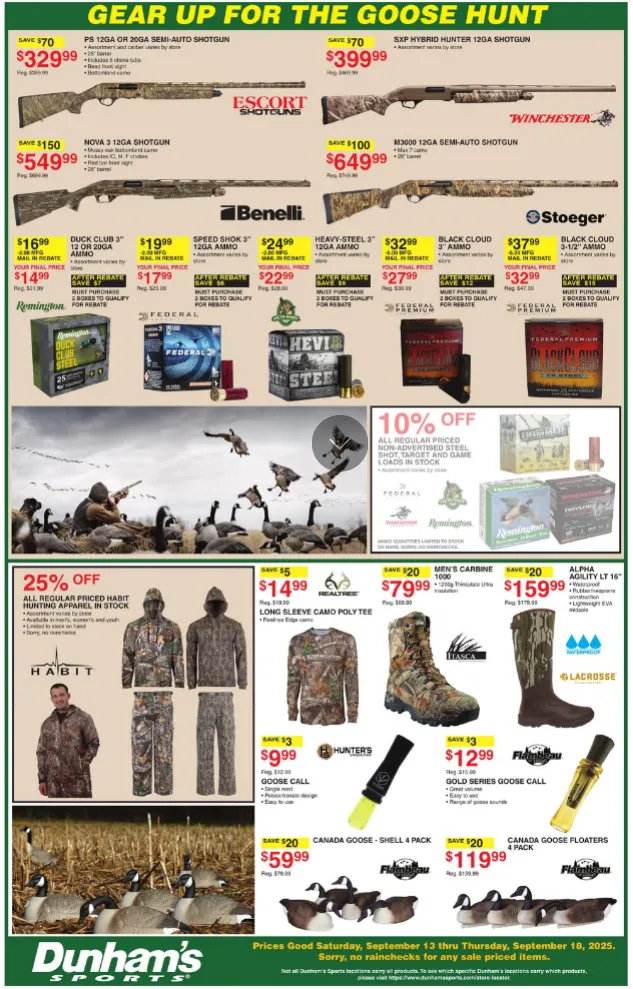 Weekly promotion Dunham's Sports sales spanning from September 13 to September 18 2025 - Page 8 for Catalogue 365