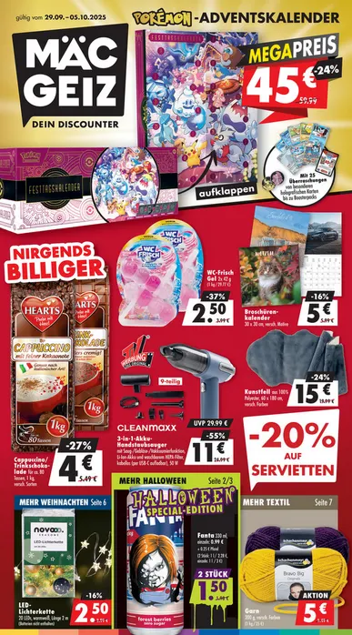 Mäc-Geiz Prospekte von 29. September bis 5. Oktober 2025 - Prospekt seite 1