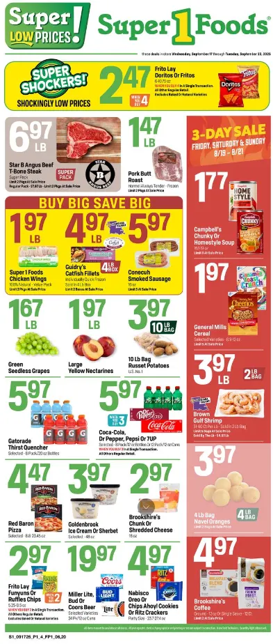 Weekly ad Super 1 Foods Sales from September 17 to September 23 2025 - Page 1