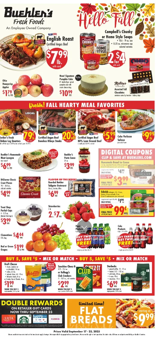Weekly ad  Buehler's Fresh Foods Sales from September 17 to September 23 2025 - Page 1