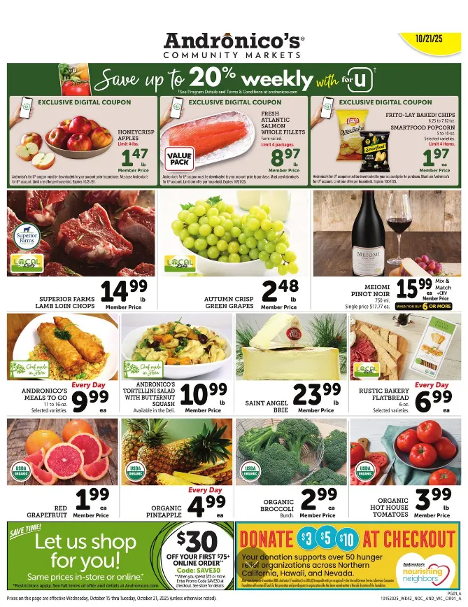 Weekly ad Andronico's Sales from October 15 to October 21 2025 - Page 1