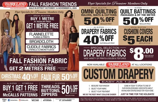 Fabricland Sales from October 14 to November 3 2025 - flyer page 1