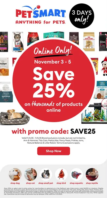 Petsmart Sales from November 3 to November 5 2025 - flyer page 1