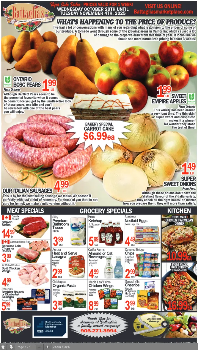 Battaglia's Marketplace Sales from October 29 to November 4 2025 - flyer page 1