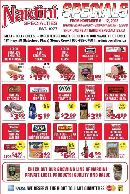 Nardini Specialties Sales from November 6 to November 12 2025 - flyer page 1