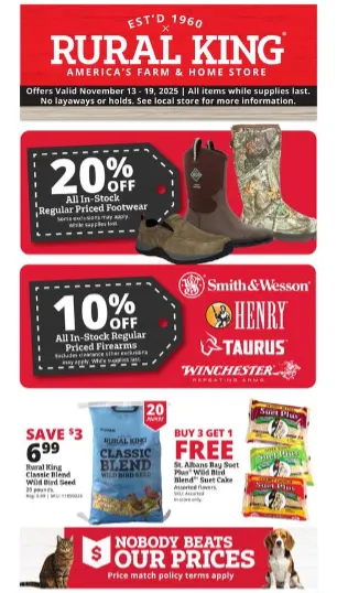 Weekly promotion Rural King Sales spanning from November 13 to November 19 2025 - Page for Catalogue 365