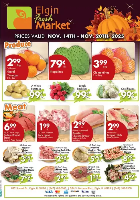 Weekly ad Elgin Fresh Market Sales from November 14 to November 20 2025 - Page 1
