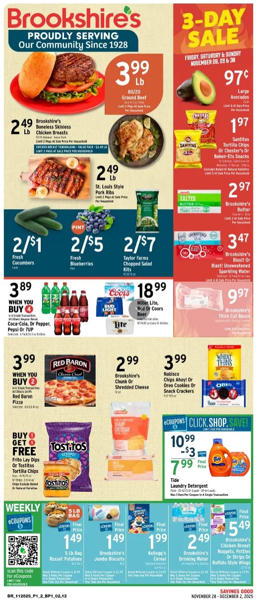 Weekly promotion Brookshires Sales spanning from November 28 to December 2 2025 - Page for Catalogue 365