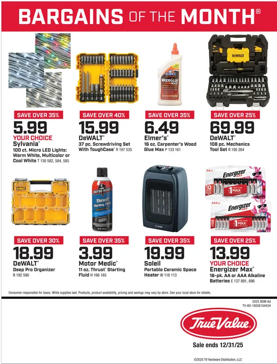True Value Sales - December 1 December 31 2025