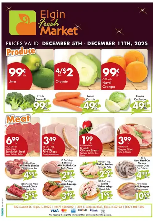 Weekly ad Elgin Fresh Market Sales from December 5 to December 11 2025 - Page 1