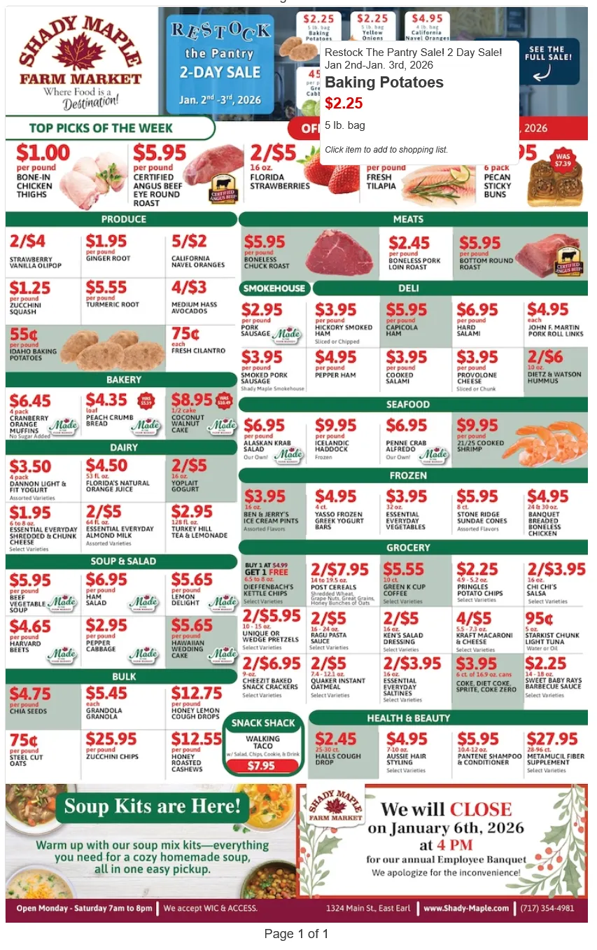 Weekly ad Shady Maple Sales from January 2 to January 6 2026 - Page 