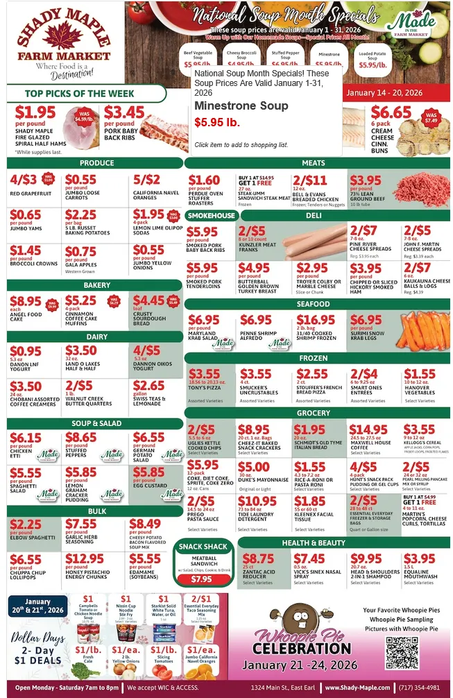Weekly ad Shady Maple Sales from January 14 to January 20 2026 - Page 1