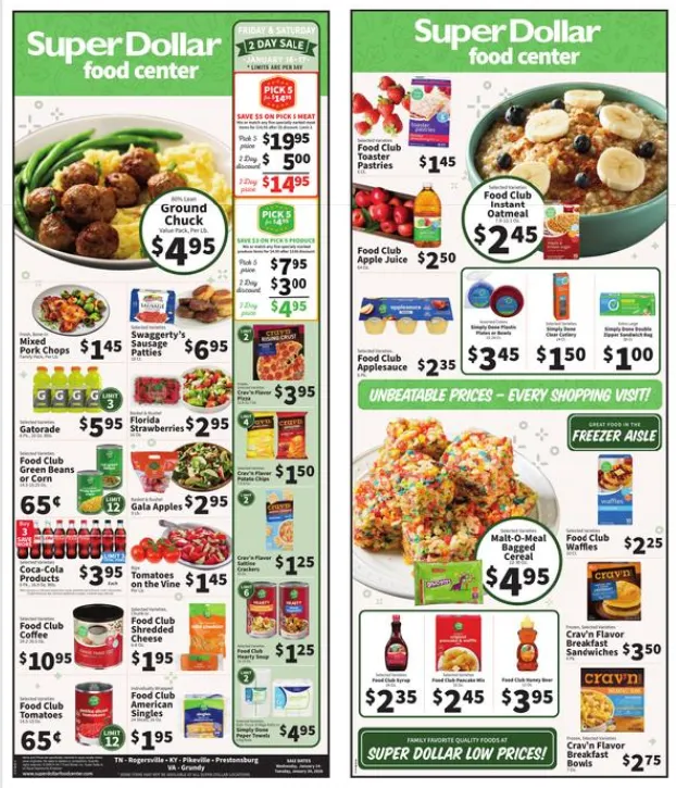 Weekly ad Super Dollar Food Center Sales from January 14 to January 21 2026 - Page 1