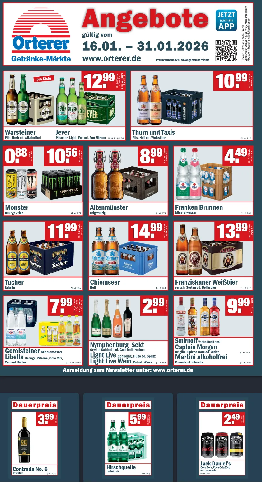 Orterer Getränkemarkt Prospekte  von 16. Januar bis 31. Januar 2026 - Prospekt seite 