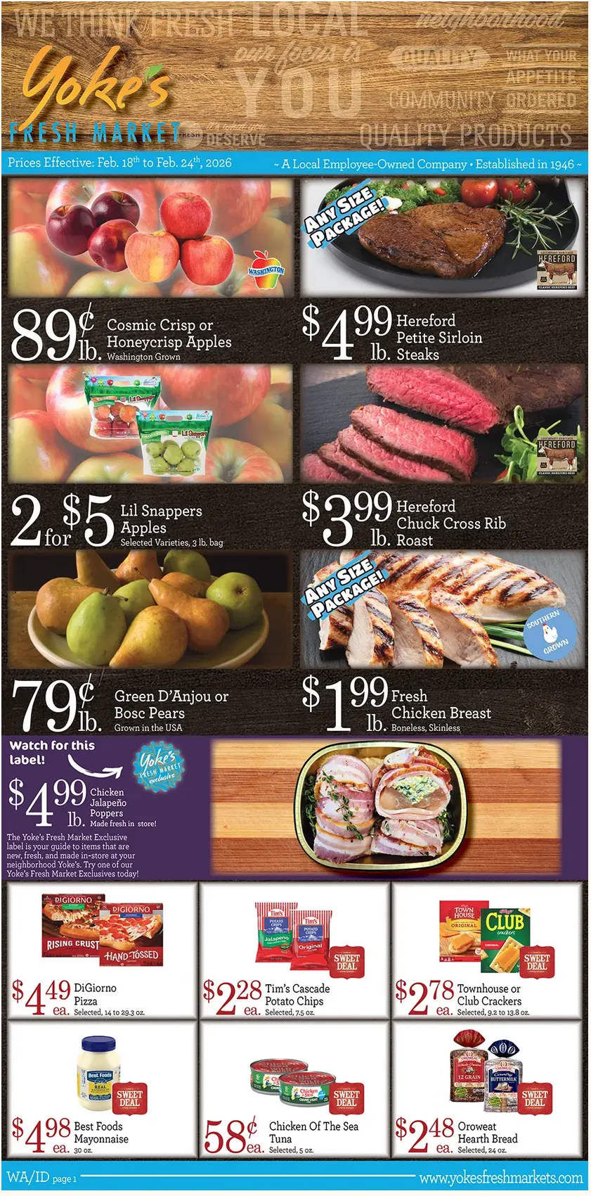 Weekly ad Yoke's Fresh Market Sales from February 18 to February 24 2026 - Page 1