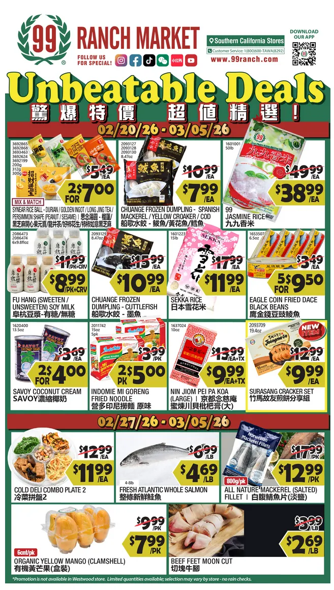 Weekly ad 99 Ranch Market Sales from February 27 to March 5 2026 - Page 1