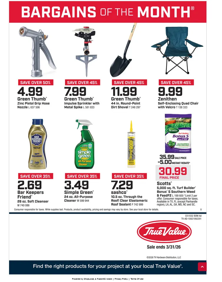Weekly ad True Value Sales from March 1 to March 31 2026 - Page 1