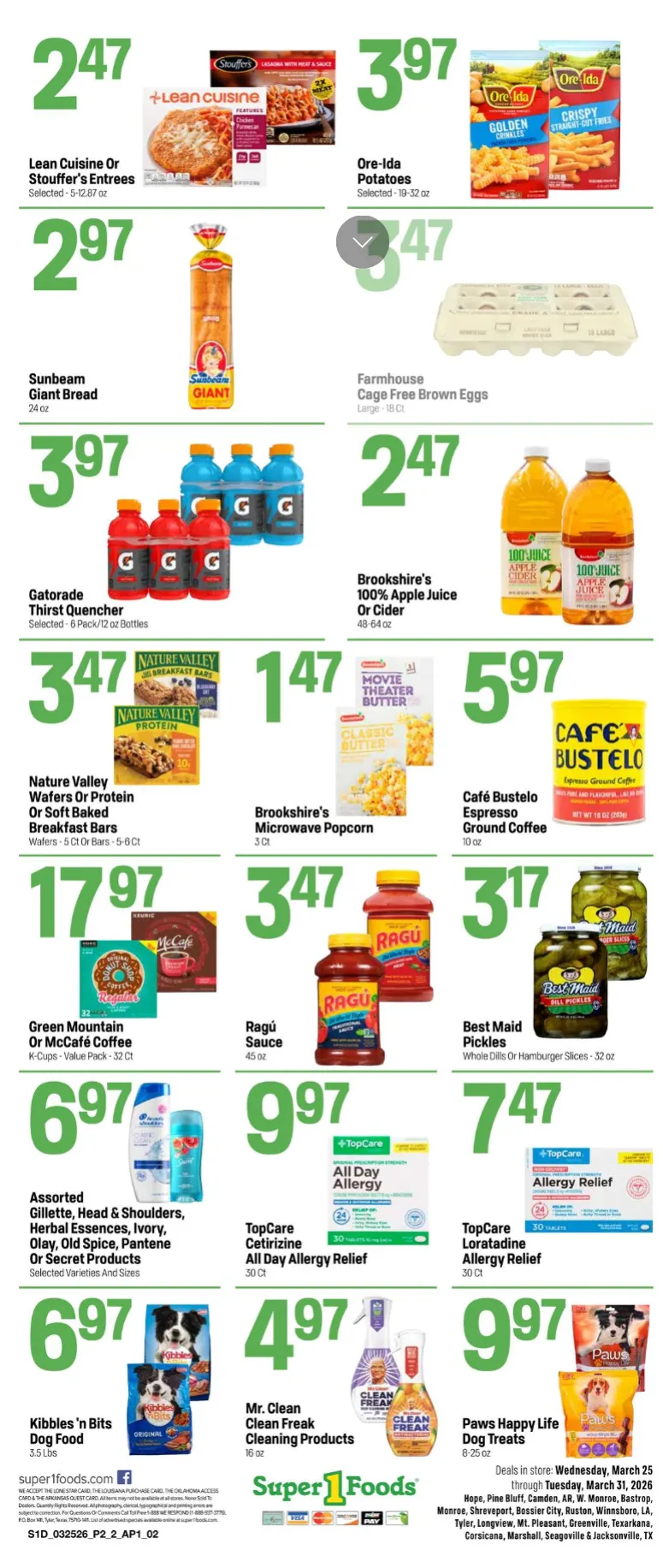 Weekly promotion Super 1 Foods Sales spanning from March 25 to March 31 2026 - Page 2 for Catalogue 365