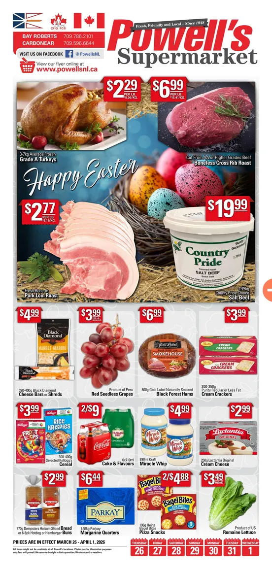 Powell's Supermarket Sales from March 26 to April 1 2026 - flyer page 1