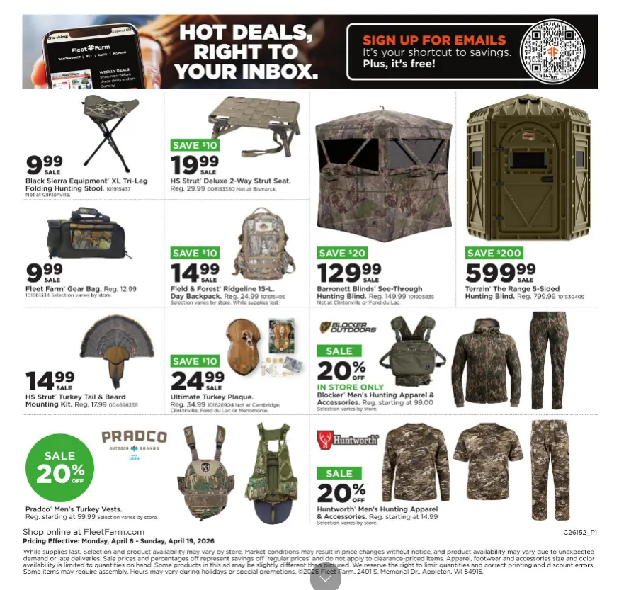 Weekly promotion Fleet Farm Sales spanning from April 6 to April 19 2026 - Page 4 for Catalogue 365
