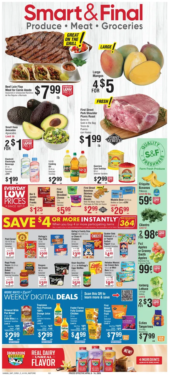Weekly promotion Smart and Final Sales spanning from April 8 to April 14 2026 - Page 1 for Catalogue 365