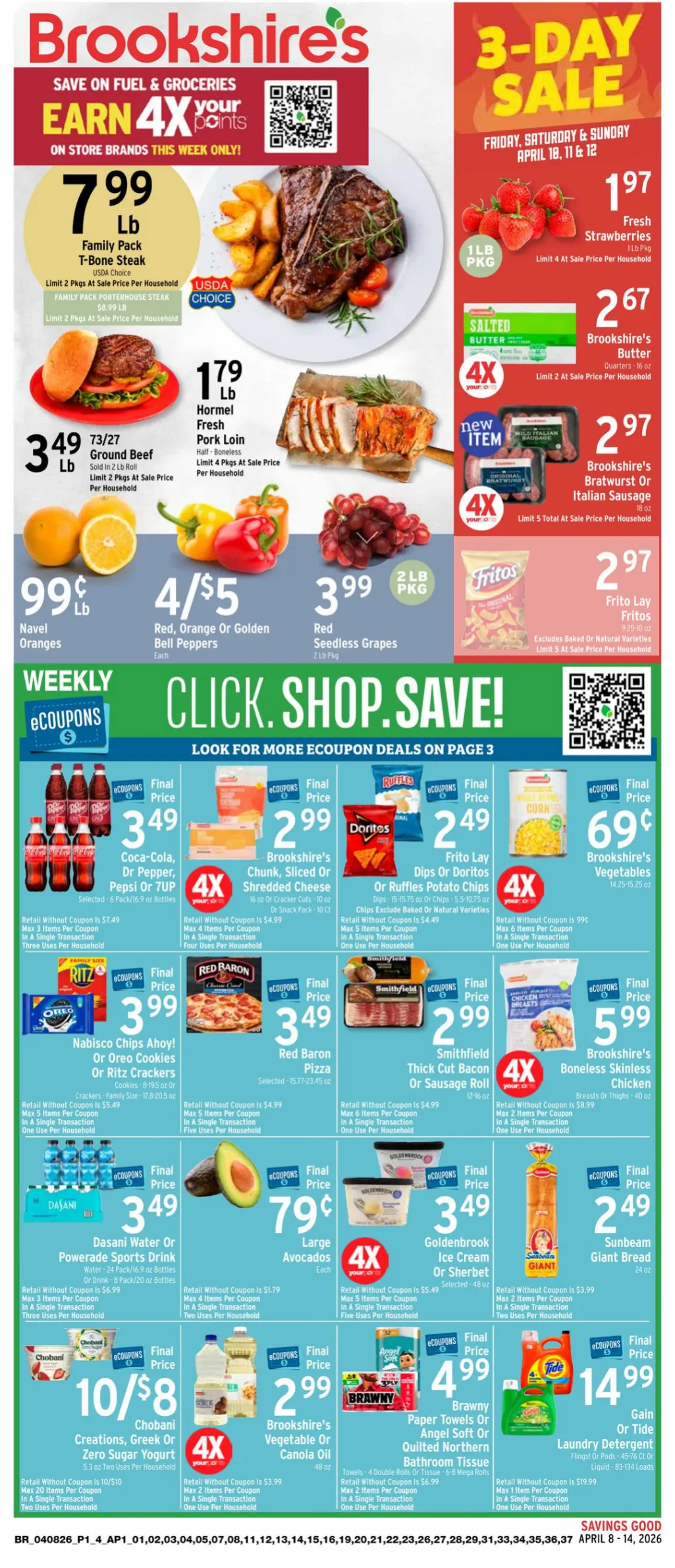 Weekly promotion Brookshires Sales spanning from April 8 to April 14 2026 - Page 1 for Catalogue 365