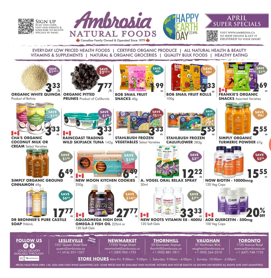 Ambrosia Natural Foods Sales from April 1 to April 30 2026 - flyer page