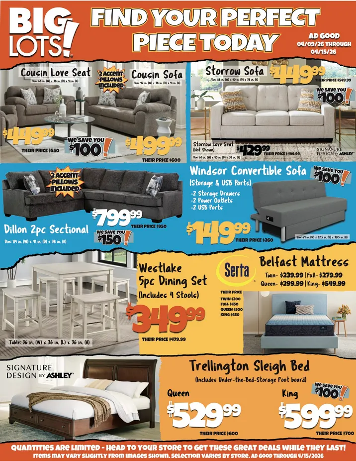 Weekly promotion  Big Lots Sales spanning from April 10 to April 15 2026 - Page 1 for Catalogue 365