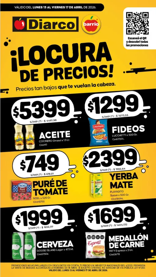 Ofertas de Diarco Ofertas 13 de abril al 17 de abril 2026 - Página 1 del catálogo