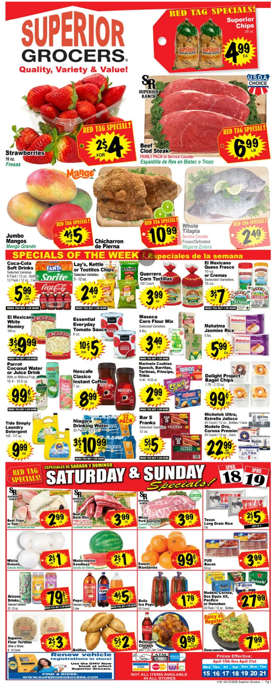 Weekly ad Superior Grocers Sales from April 15 to April 21 2026 - Page 1