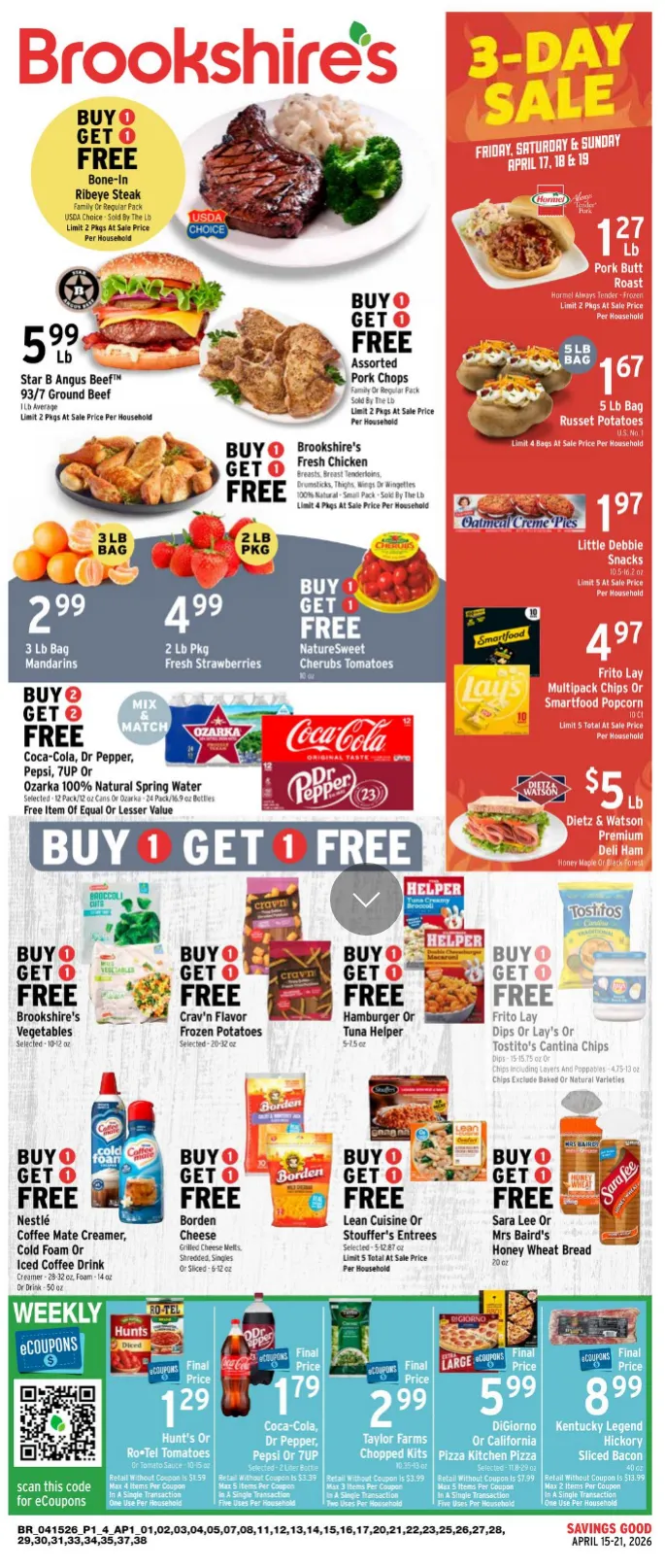 Weekly ad Brookshires Sales from April 15 to April 21 2026 - Page 