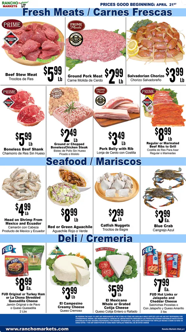 Weekly promotion Rancho Markets Sales spanning from April 21 to April 27 2026 - Page 4 for Catalogue 365