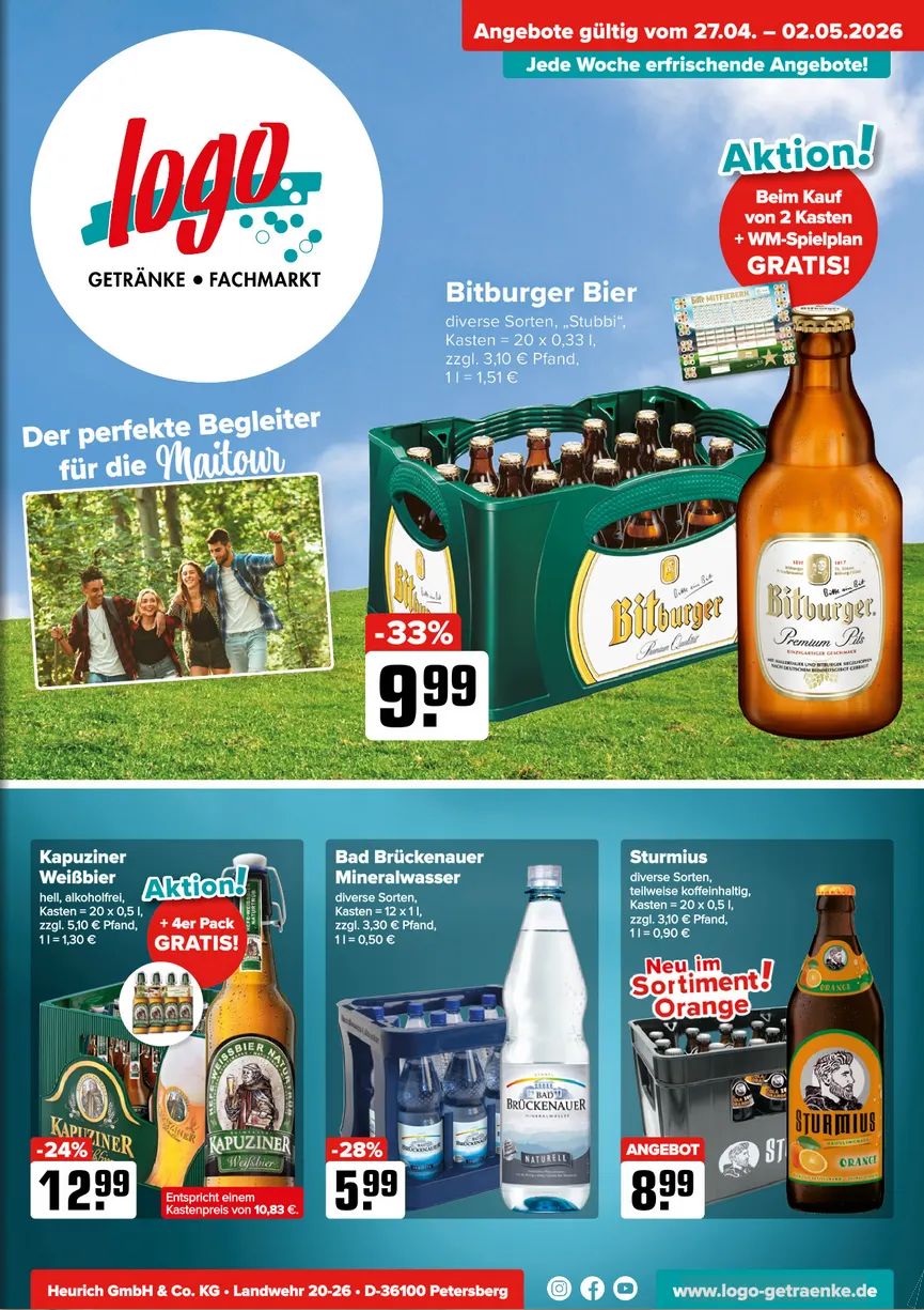 Logo Getränkemarkt Prospekte von 27. April bis 2. Mai 2026 - Prospekt seite 1