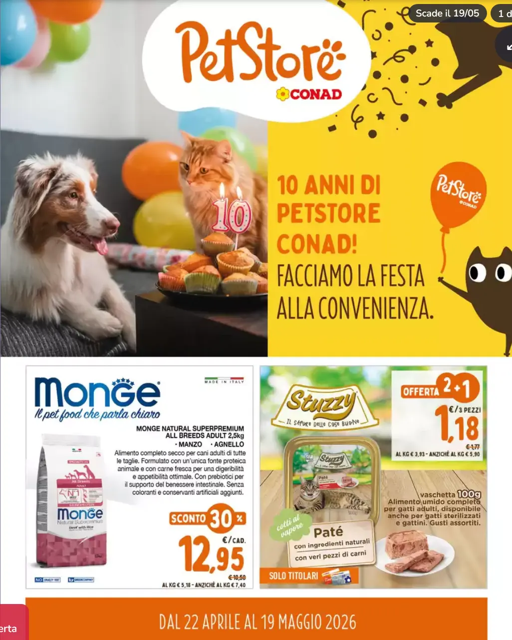 Volantini Pet Store Conad da 22 aprile a 19 maggio di 2026 - Pagina del volantino 